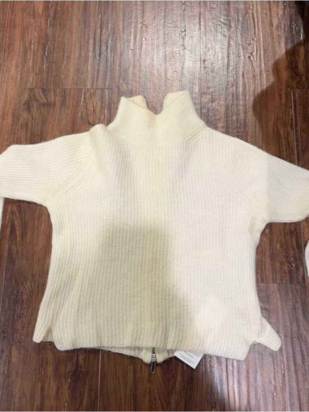 PAIGE Cream Ribbed Turtleneck Sweater